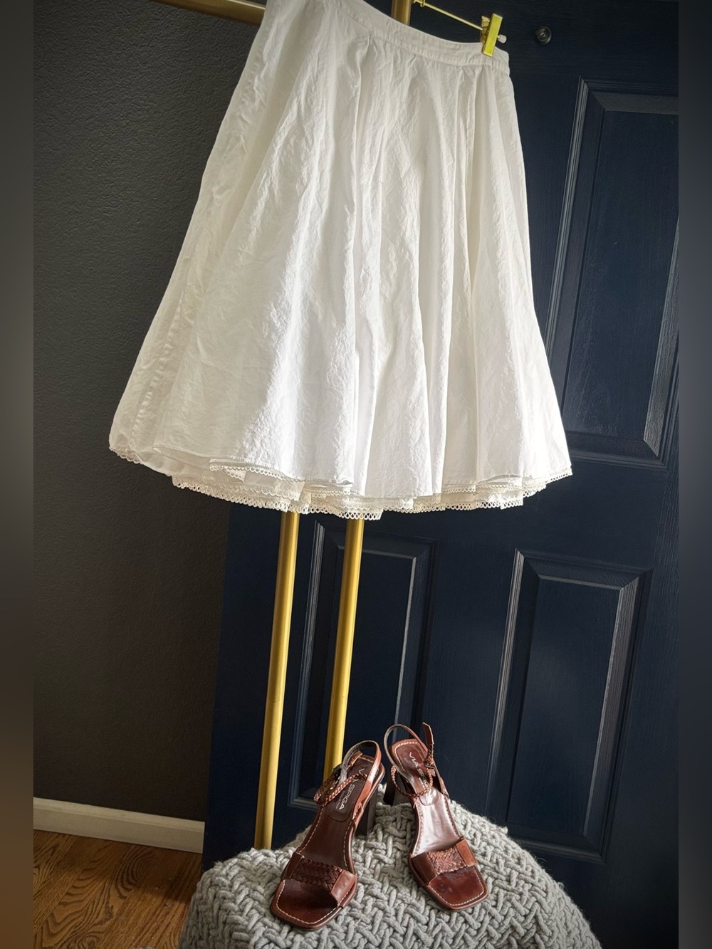 🐩 ODILLE Anthropologie Full Petticoat Midi Skirt 100% cotton, eyelet lace - Picture 11 of 15